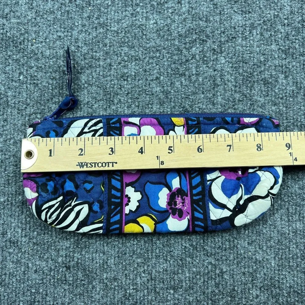 Vera Bradley Cosmetic Makeup‎ Bag Womens Quilted Zippered Blue Floral Pouch